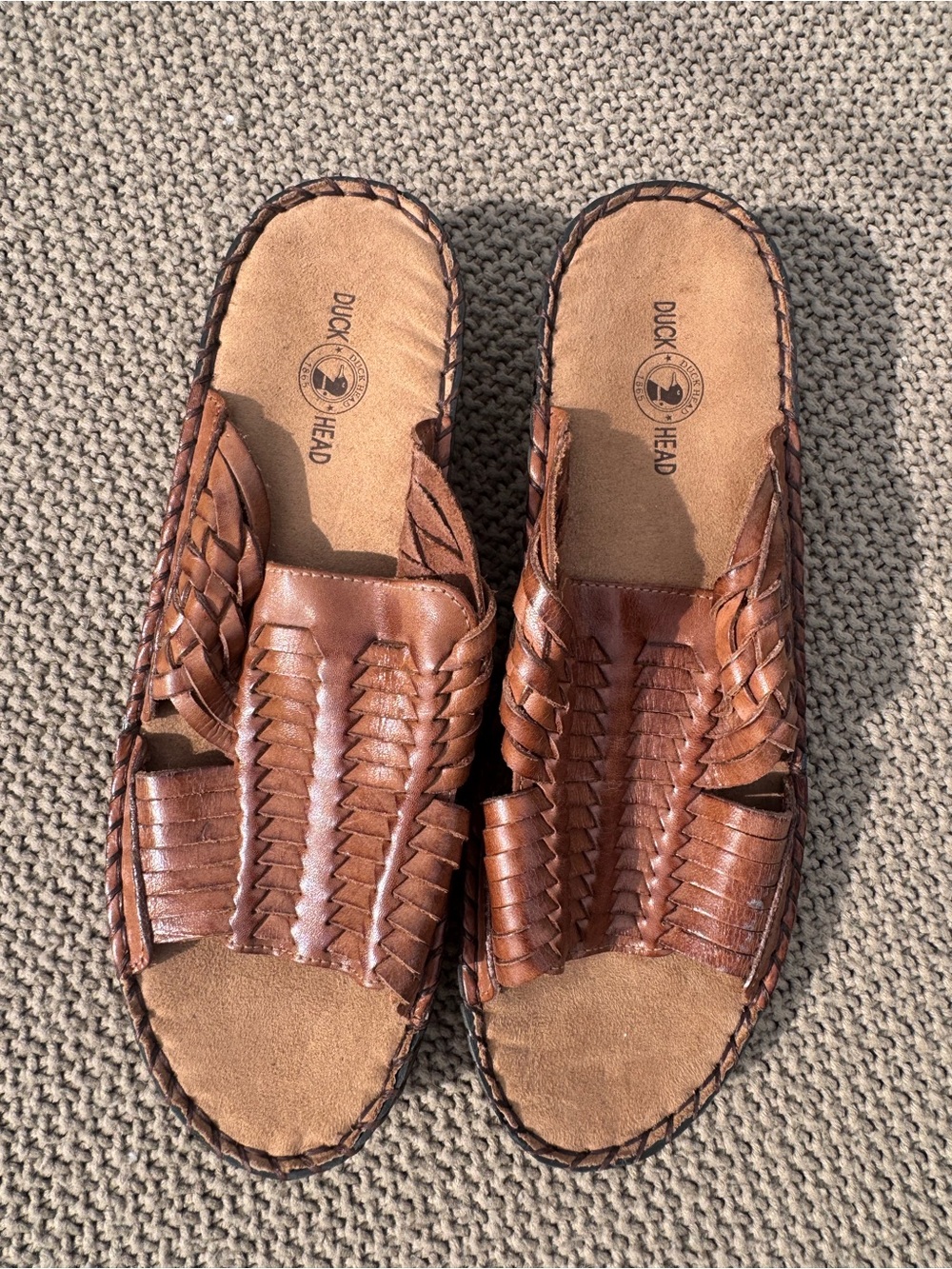 Duck Head Women's Brown Slip On Sandals Size 7M Made In Brazil Leather Upper